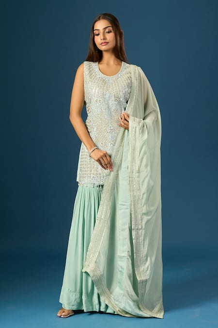 Samyukta Singhania Hand Embroidered Kurta Sharara Set 