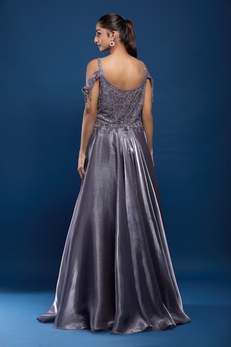 Samyukta Singhania Embroidered Off-Shoulder Gown 