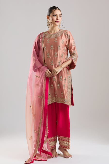 Surbhi Shah Gulmohar Old Rose Kurta Salwar Set 