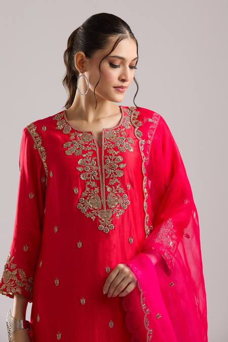 Buy Surbhi Shah Orange Embroidery, Zari, Metallic Thread, Sequins Round Neemrana Kurta Set Online at Aza Fashions Buy_Surbhi Shah_Orange Embroidery, Zari, Metallic Thread, Sequins Round Neemrana Kurta Set _Online_at_Aza_Fashions