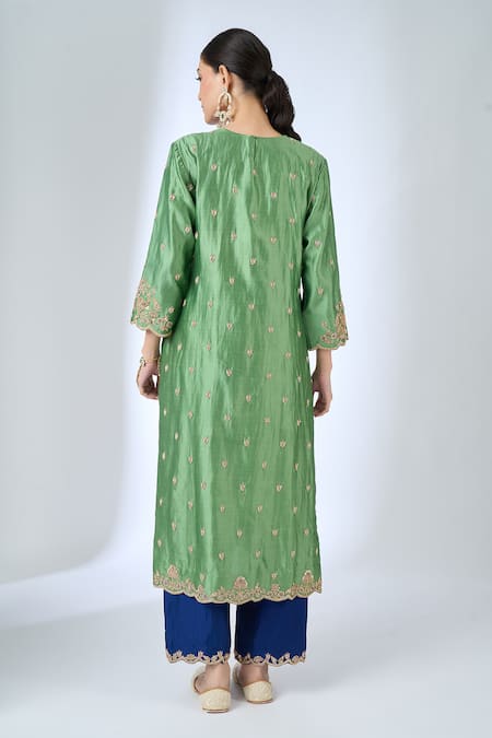 Surbhi Shah Neemrana Powder Sage Green Kurta Set 