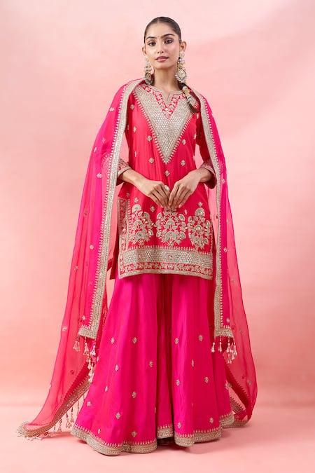 Surbhi Shah Gulmohar Embroidered Kurta Sharara Set 