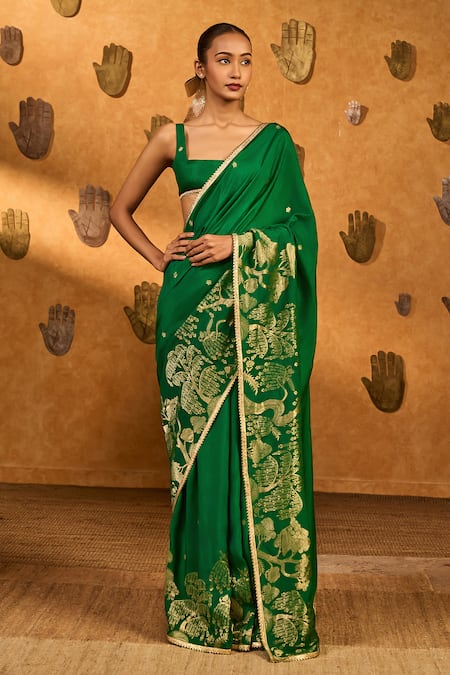 Masaba Zen Jacquard Saree With Unstitched Blouse Piece 