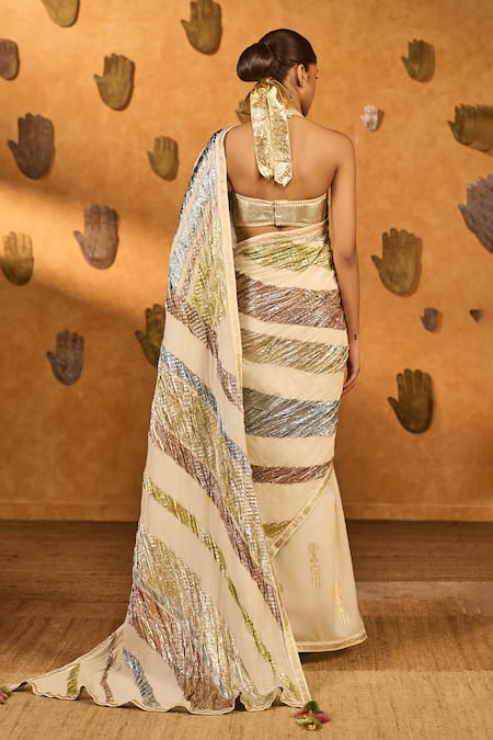 Masaba Rainbow Muse Saree & Unstitched Blouse Piece Set 