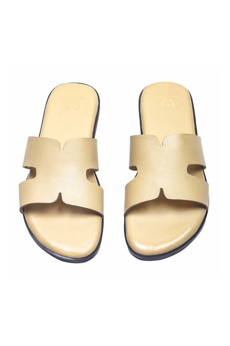Shop Domani Beige Hades Handcrafted Leather Slippers Online at Aza Fashions Shop_Domani_Beige Hades Handcrafted Leather Slippers _Online_at_Aza_Fashions