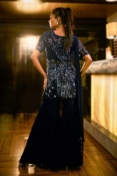 Babita Malkani Embellished Peplum Top With Sharara 