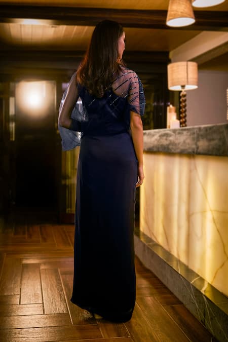 Babita Malkani Sequin Embellished Draped Jumpsuit 