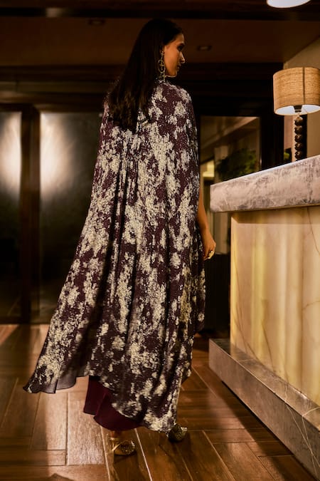 Babita Malkani Crystal & Sequins Embroidered Dress With Cape 