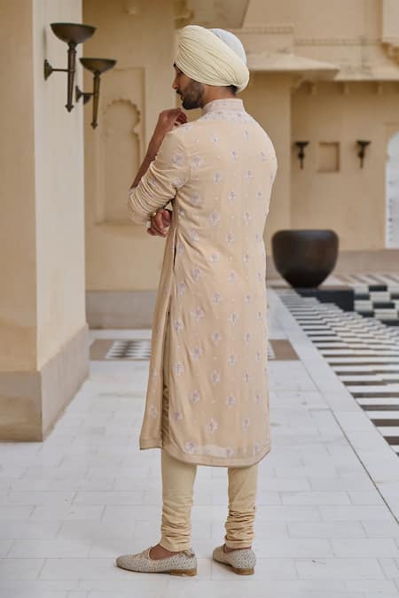 Tarun Tahiliani Chikankari Embroidered Kurta & Churidar Set 