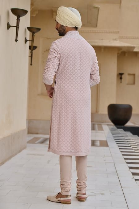 Tarun Tahiliani Chikankari Embroidered Kurta & Churidar Set 