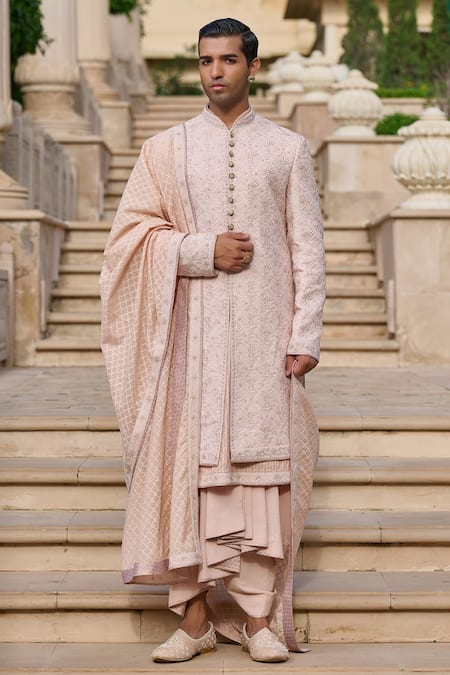 Tarun Tahiliani Chikankari Embroidered Sherwani Set  