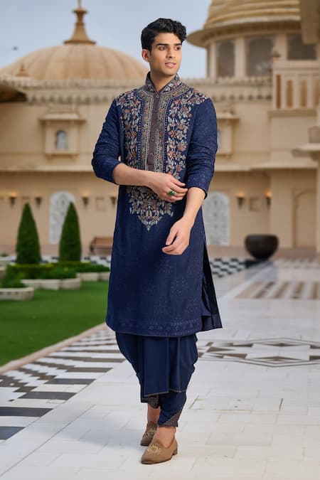 Tarun Tahiliani Embroidered Yoke Kurta & Dhoti Set 