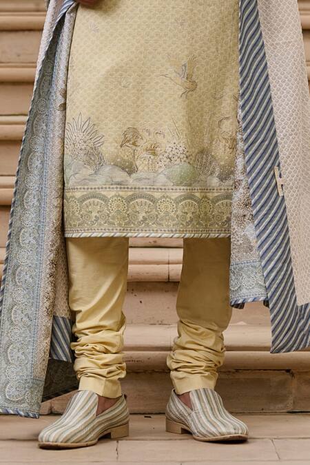 Shop Tarun Tahiliani Beige Poplin, Lycra, Cotton, Silk, Jacquard Pichwai Print Kurta And Shawl Set Online at Aza Fashions Shop_Tarun Tahiliani_Beige Poplin, Lycra, Cotton, Silk, Jacquard Pichwai Print Kurta And Shawl Set _Online_at_Aza_Fashions