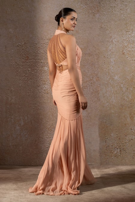 Tarun Tahiliani Chiffon Halter Neck Gown  