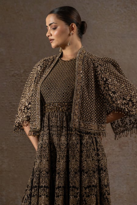 Tarun Tahiliani Resham Zari Dabka Sequin Embroidered Cape 