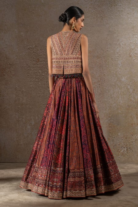 Tarun Tahiliani Geometric Print Lehenga & Gilet Jacket Set 