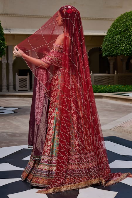 Tarun Tahiliani Multi-Panel Kashida Embroidered Lehenga Set 