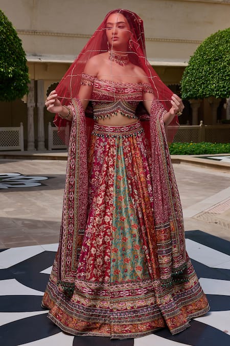 Tarun Tahiliani Multi-Panel Kashida Embroidered Lehenga Set 