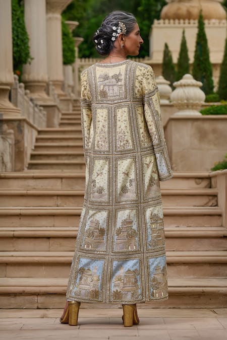 Tarun Tahiliani Pichwai Zardozi & Crystal Embellished Jacket Trouser  Set 