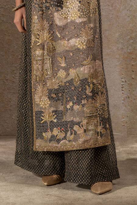 Tarun Tahiliani Black Lace, Silk Embroidery, Crystals, Zari Round Pichwai Zardozi And Jumpsuit Online at Aza Fashions Tarun Tahiliani_Black Lace, Silk Embroidery, Crystals, Zari Round Pichwai Zardozi And Jumpsuit _Online_at_Aza_Fashions