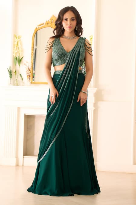 Richa Jaisinghani Label Alana Embellished Lehenga Saree & Blouse Set 