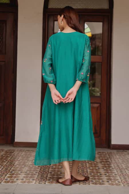 Vaayu Teal Bloom Dress 