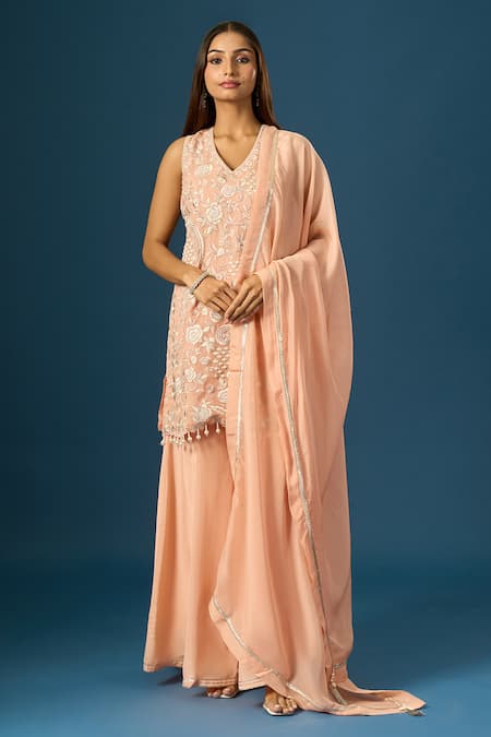 Samyukta Singhania Hand Embroidered Kurta Sharara Set 