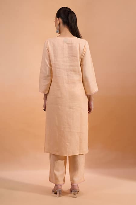 Naintara Bajaj Embroidered V-Neck Kurta & Pant Set 