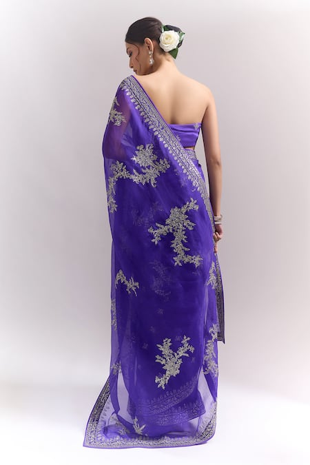 Anushree Reddy Aari Gutcha Border Saree With Unstitched Blouse Piece 