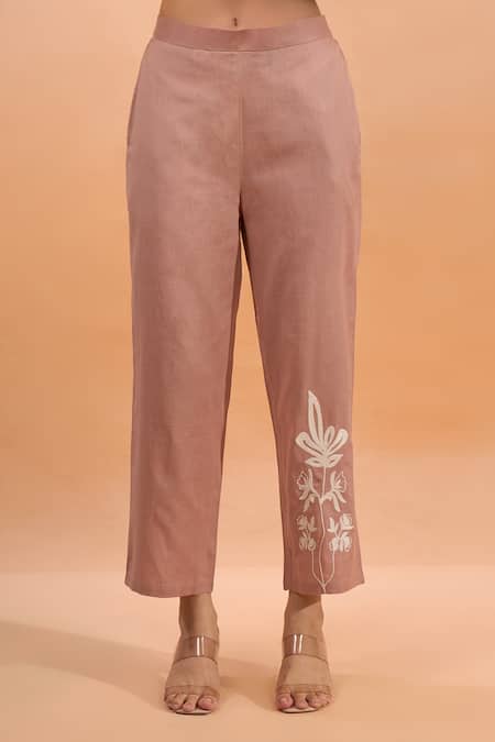 Naintara Bajaj_Pink Cotton, Linen Embroidery Collared Shirt And Pant Set _Online_at_Aza_Fashions