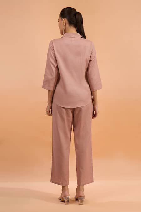 Naintara Bajaj Embroidered Cotton Linen Shirt & Pant Set 