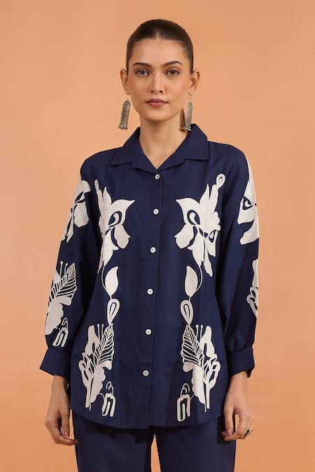 Naintara Bajaj Embroidered Floral Shirt 