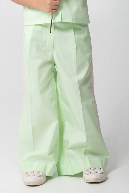 Partykles Mint Cotton Embroidery, Beads Watermelon Top And Pant Set Online at Aza Fashions Partykles_Mint Cotton Embroidery, Beads Watermelon Top And Pant Set _Online_at_Aza_Fashions