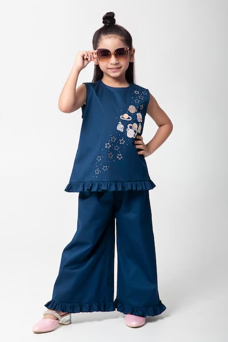 Partykles Planet Embroidered Top & Pant Set 