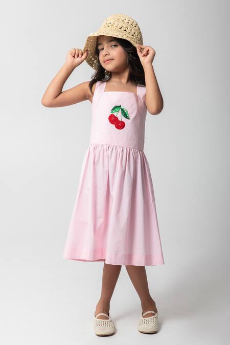 Buy Partykles Pink Cotton Beads, Crystals Chreey Embroidered Frock Online at Aza Fashions Buy_Partykles_Pink Cotton Beads, Crystals Chreey Embroidered Frock _Online_at_Aza_Fashions