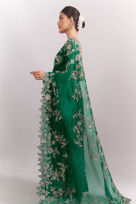 Anushree Reddy Zari Cutwork Saree With Unstitched Blouse Piece 