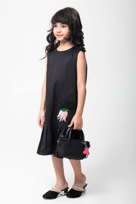 Buy Partykles Black Cotton Satin Embroidery, Sequins Chilli Dress Online at Aza Fashions Buy_Partykles_Black Cotton Satin Embroidery, Sequins Chilli Dress _Online_at_Aza_Fashions