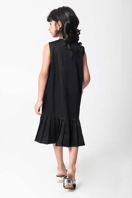 Shop Partykles Black Cotton Satin Embroidery, Sequins Chilli Dress at Aza Fashions Shop_Partykles_Black Cotton Satin Embroidery, Sequins Chilli Dress _at_Aza_Fashions