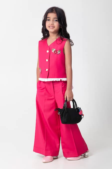 Partykles Strawberry Embroidered Waistcoat & Pant Set 