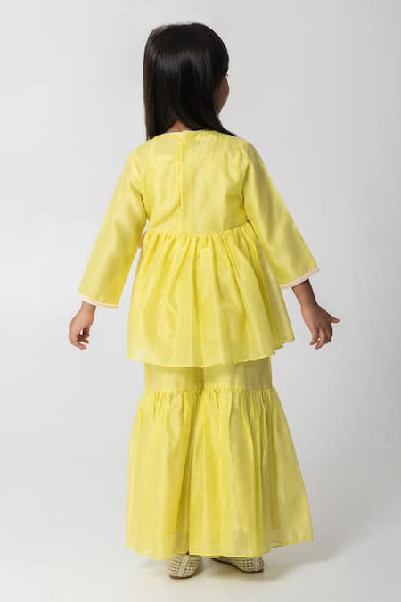 Partykles Chanderi Silk Kurta Sharara Set 