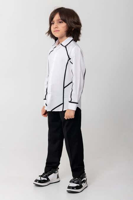 Partykles White Cotton Black And Shirt Online at Aza Fashions Partykles_White Cotton Black And Shirt _Online_at_Aza_Fashions