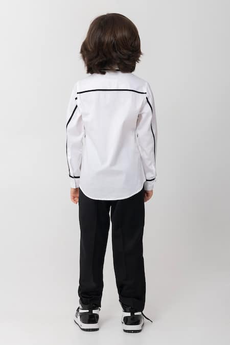 Shop Partykles White Cotton Black And Shirt at Aza Fashions Shop_Partykles_White Cotton Black And Shirt _at_Aza_Fashions