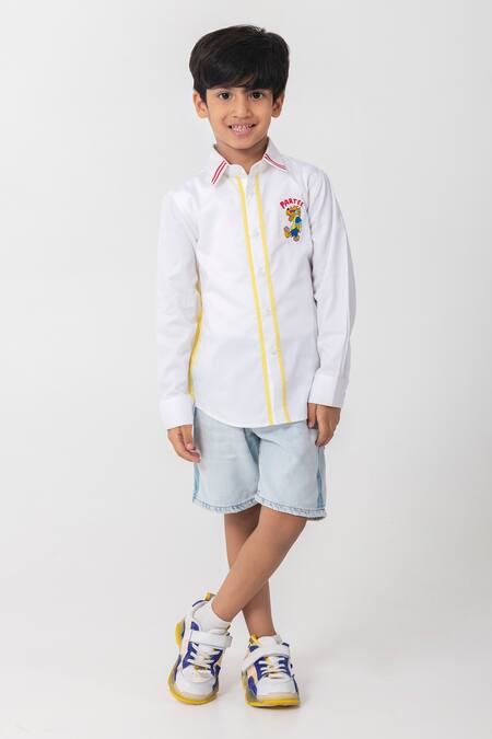 Buy_Partykles_White Cotton Embroidery Party Placement Shirt _Online_at_Aza_Fashions