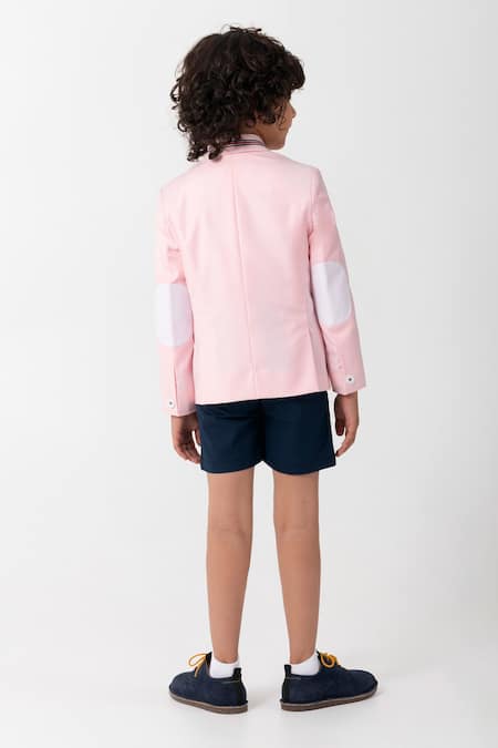 Partykles Pink Tape Detailed Collar Blazer 