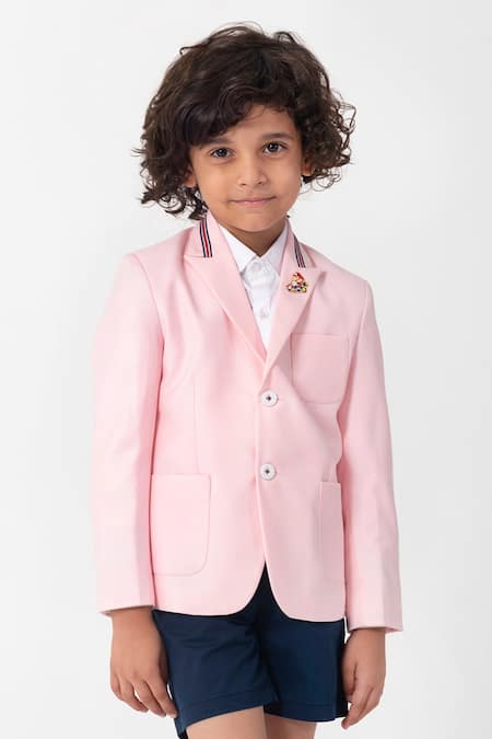 Partykles Pink Tape Detailed Collar Blazer 