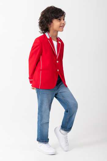 Shop_Partykles_Red Pink Contrast Detailed Collar Blazer _Online_at_Aza_Fashions