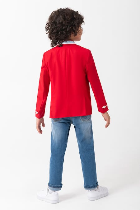 Partykles Pink Contrast Detailed Collar Blazer 