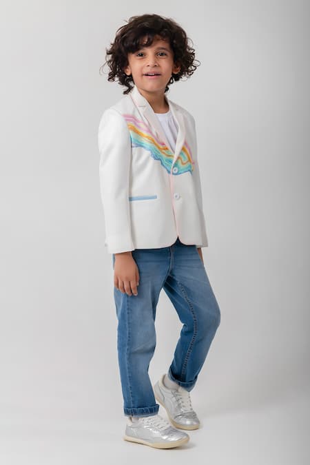 Shop Partykles White Embroidery Water Theme Blazer Online at Aza Fashions Shop_Partykles_White Embroidery Water Theme Blazer _Online_at_Aza_Fashions