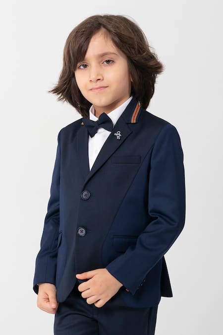 Buy_Partykles_Navy Two Tone Panelled Suit Set _Online_at_Aza_Fashions