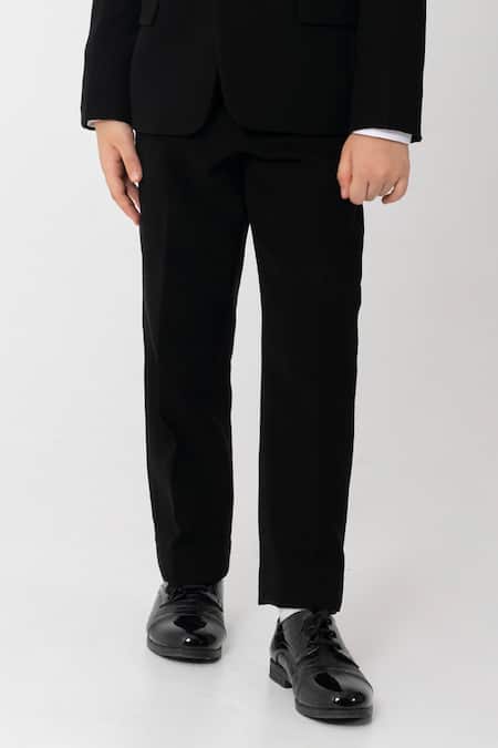 Partykles_Black Polyester, Suiting Embroidery Nalki Work Tuxedo _Online_at_Aza_Fashions